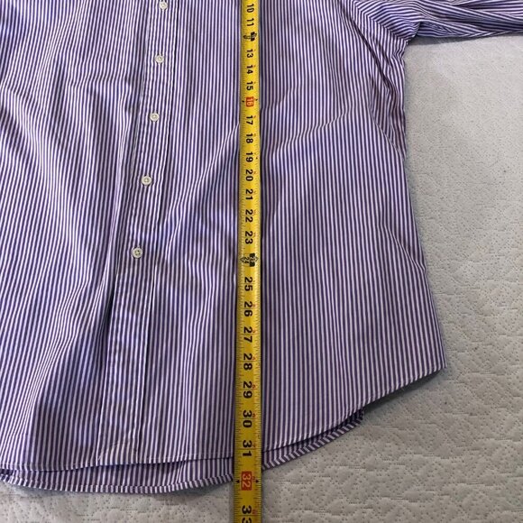 Polo Ralph Lauren Men's 2XL Button Shirt Long Sleeve Striped Purple Custom Fit - Picture 7 of 9